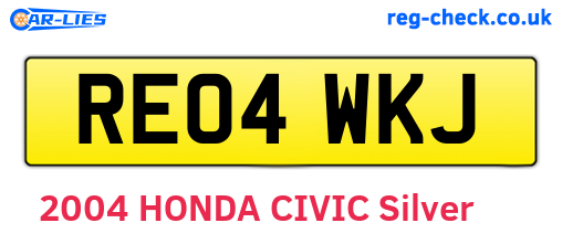 RE04WKJ are the vehicle registration plates.