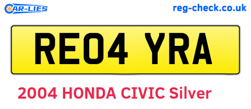 RE04YRA are the vehicle registration plates.
