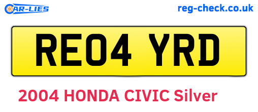 RE04YRD are the vehicle registration plates.