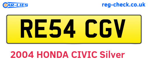 RE54CGV are the vehicle registration plates.