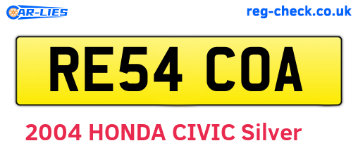 RE54COA are the vehicle registration plates.