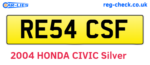 RE54CSF are the vehicle registration plates.