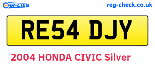 RE54DJY are the vehicle registration plates.