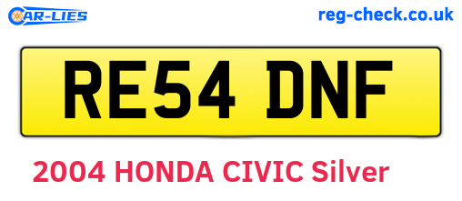 RE54DNF are the vehicle registration plates.