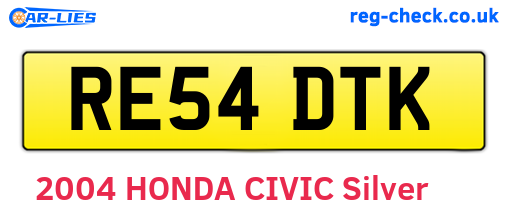 RE54DTK are the vehicle registration plates.