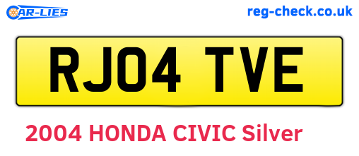 RJ04TVE are the vehicle registration plates.