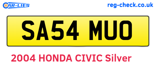 SA54MUO are the vehicle registration plates.