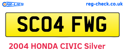 SC04FWG are the vehicle registration plates.
