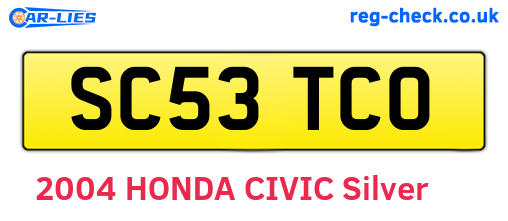 SC53TCO are the vehicle registration plates.