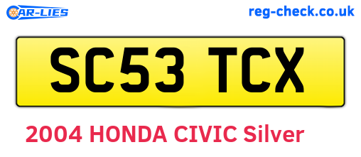 SC53TCX are the vehicle registration plates.