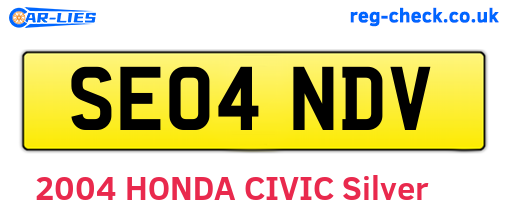 SE04NDV are the vehicle registration plates.