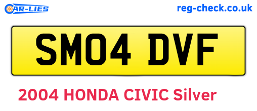SM04DVF are the vehicle registration plates.