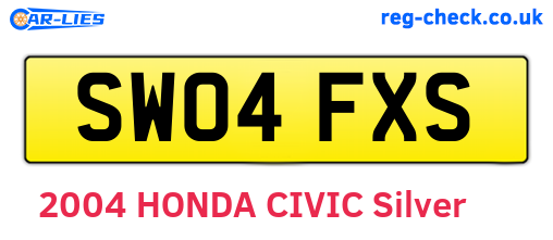 SW04FXS are the vehicle registration plates.