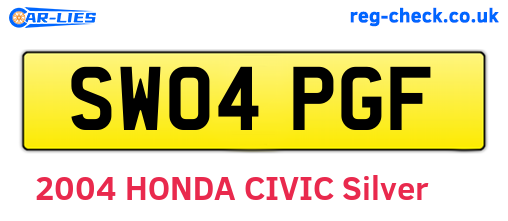SW04PGF are the vehicle registration plates.