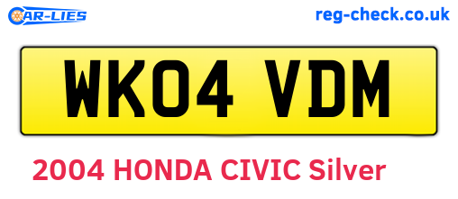 WK04VDM are the vehicle registration plates.