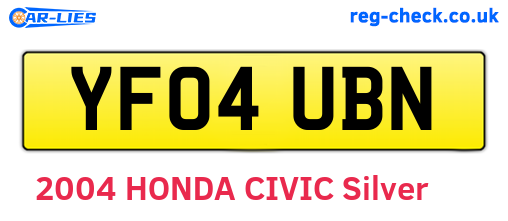 YF04UBN are the vehicle registration plates.