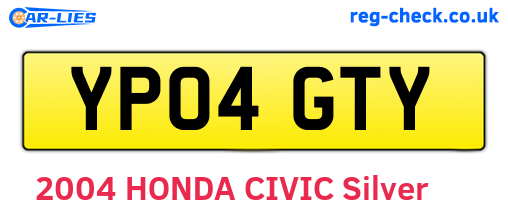 YP04GTY are the vehicle registration plates.