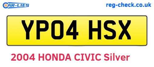 YP04HSX are the vehicle registration plates.