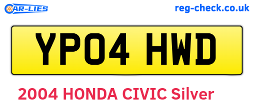 YP04HWD are the vehicle registration plates.