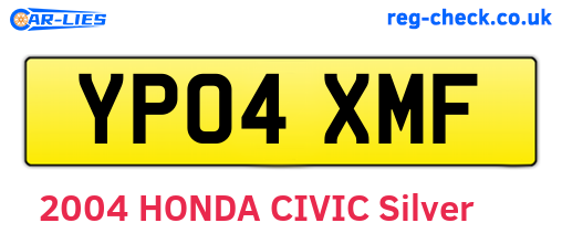 YP04XMF are the vehicle registration plates.