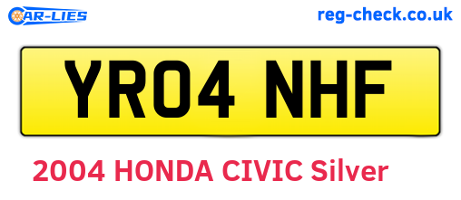 YR04NHF are the vehicle registration plates.