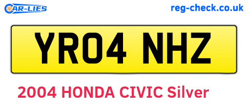 YR04NHZ are the vehicle registration plates.