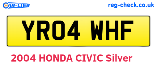 YR04WHF are the vehicle registration plates.