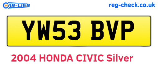 YW53BVP are the vehicle registration plates.