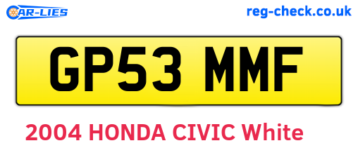 GP53MMF are the vehicle registration plates.