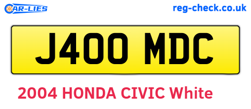 J400MDC are the vehicle registration plates.