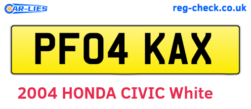 PF04KAX are the vehicle registration plates.