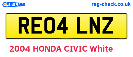 RE04LNZ are the vehicle registration plates.