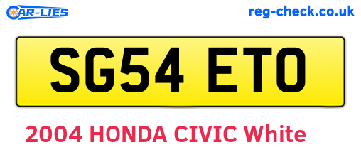 SG54ETO are the vehicle registration plates.