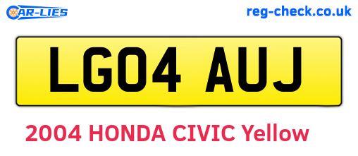 LG04AUJ are the vehicle registration plates.