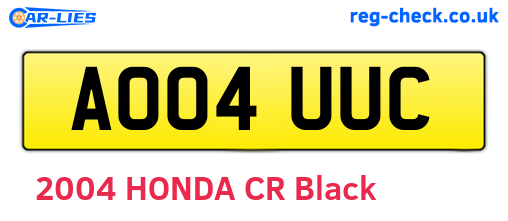 AO04UUC are the vehicle registration plates.