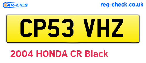 CP53VHZ are the vehicle registration plates.