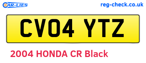 CV04YTZ are the vehicle registration plates.