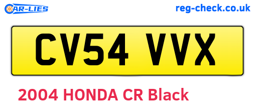 CV54VVX are the vehicle registration plates.