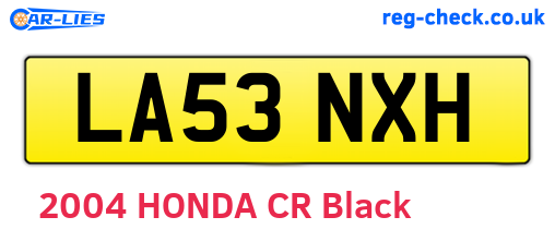 LA53NXH are the vehicle registration plates.