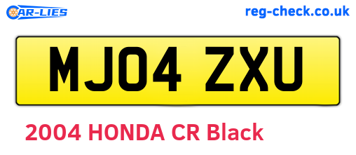 MJ04ZXU are the vehicle registration plates.