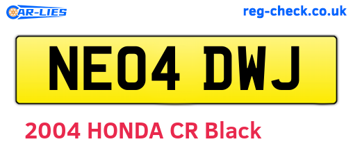 NE04DWJ are the vehicle registration plates.
