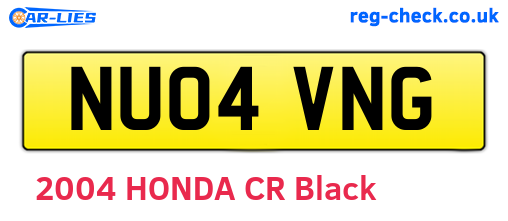 NU04VNG are the vehicle registration plates.