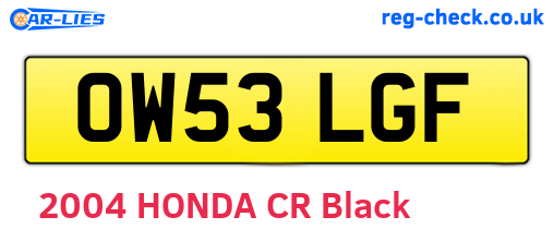 OW53LGF are the vehicle registration plates.