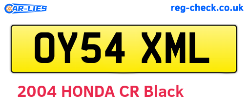 OY54XML are the vehicle registration plates.