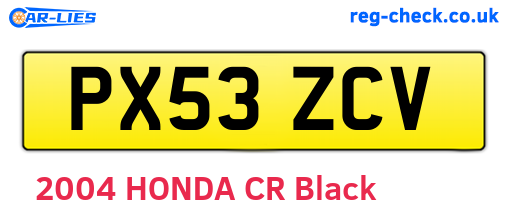 PX53ZCV are the vehicle registration plates.