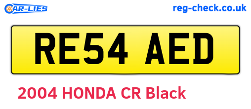 RE54AED are the vehicle registration plates.