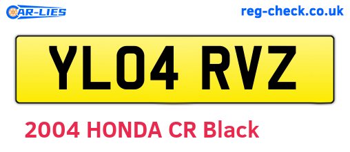 YL04RVZ are the vehicle registration plates.