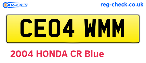 CE04WMM are the vehicle registration plates.