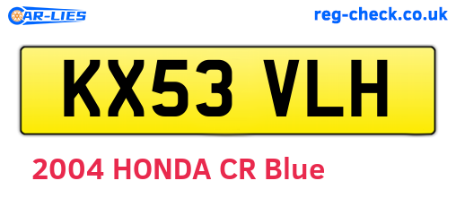 KX53VLH are the vehicle registration plates.