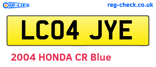 LC04JYE are the vehicle registration plates.